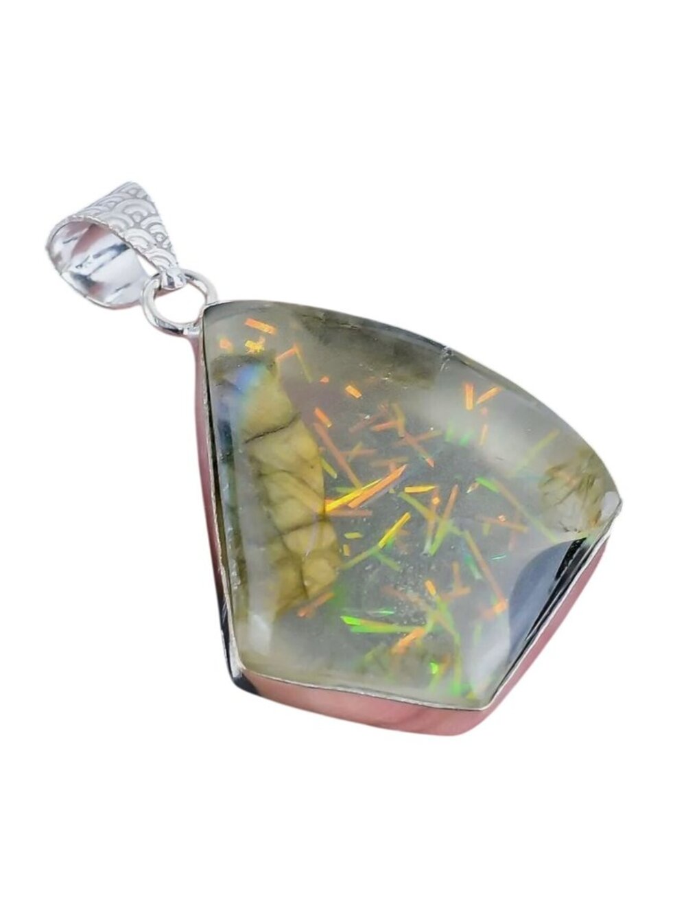 Opal & Labradorite Silver Plated Pendant
